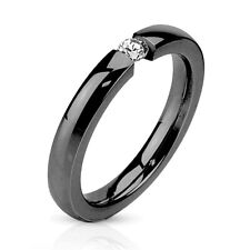 Beisteck Ring Edelstahl poliert rose gold schwarz silber IP Zirkonia 3mm Damen