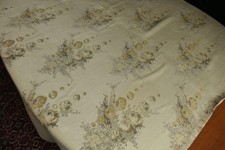 TOLLE ALTE SEIDENBROKAT GARDINEN BEIGE M GOLDENEN BLÜTEN 237x112CM