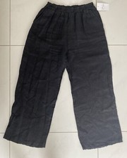Damen Leinenhose Leine Hose Free Size Schwarz
