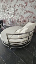 Garten Liege Lounge Edelstahl Rund Weisse Kissen