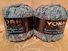 2 x 50 g Baumwollgarn mit Glanz und Knoten in Flaschengrün