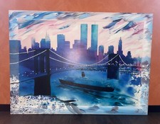 Wandbild New York Mike Fitzpatrick Brooklyn Bridge, Unikat, 82,5x112 cm, wie neu