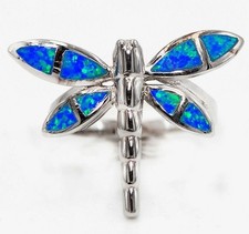 Libelle australischer Opal Inlay 925 massiv Sterlingsilber Ring Schmuck Gr. 7 TD2