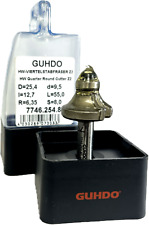 Guhdo HW Viertelstabfräser Z2 S 8mm D 25,4  R 6,35 NL 12,7 mm Fräser 7746.254.80
