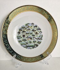 Wandteller, Zierteller, Sauerland,Heimat, Eschenbach, breiter floraler Goldrand