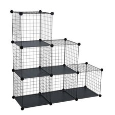 Stufenregal Regalsystem Steckregal 6 Fächer Gitter DIY Regal Metall Würfelregal