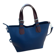 Italienische Echtleder Tasche Blau Braun Made in Italy Schultertasche Elegant Ne