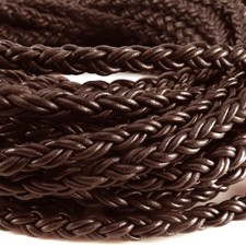 Lederschnur Geflochten rund | 7 mm | (ab 6,44 €/m) | Braun | Länge: wählbar