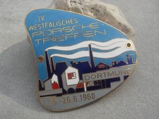 vintage PORSCHE TREFFEN DORTMUND 1960 Emaille Abzeichen Plakette Westfalia Treffen