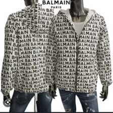 Brandneu mit Etikett Balmain weiß Logo Druck Windschutzscheibe mit Kapuze Junge Größe 16 Jahre alt