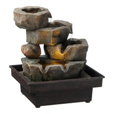 Zimmerbrunnen Feng Shui LED Licht 23cm Tischbrunnen Wasserspiel Luftbefeuchter