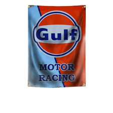 GULF Flagge Fahne Banner Garage Bar Deko Biker Oldtimer Gas USA Racing Le Mans !