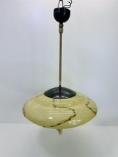 Antik Art-Deco 1930 Hängelampe Deckenleuchter Deckenlampe Bauhaus Opalglas #8014