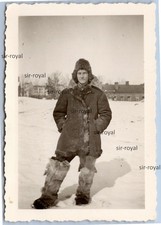 Wehrmacht Soldat in dicker Winterkleidung in Russland - WK2 Foto 6x9cm