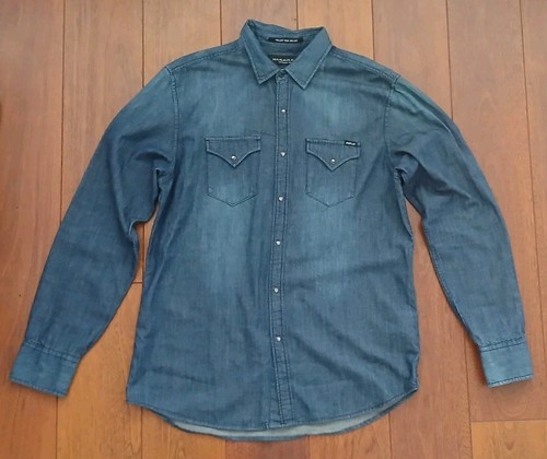 Replay jeans blue jeanshemd - blue,