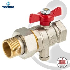 tecuro Kugelhahn mit Messfühleranschluss M10 x 1 mm, 3/4 Zoll Verschraubung, MS-