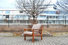 Danish Modern SILKEBORG Teak Sessel Leder Ledersessel Johannes Andersen