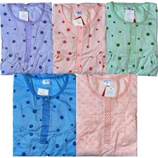 Damen Nachthemd Langarm Nachtkleid Nachtwäsche M-XXL Flanell innen leicht anger