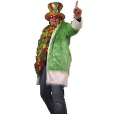 Grüner PLÜSCH MANTEL