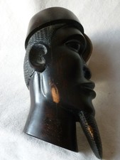 Afrikanische Figur Kopf  Mann Ebenholz Charakterkopf Massiv handgeschnitzt-