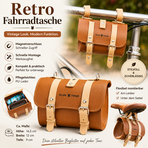 Retro fahrradtasche braun - fahrradtasche,