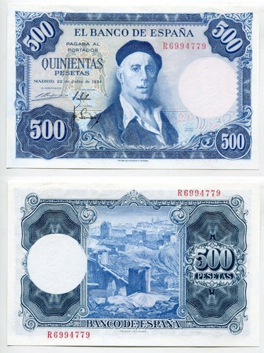 500 pesetas spanien 1954 - pesetas, 22.7.1954