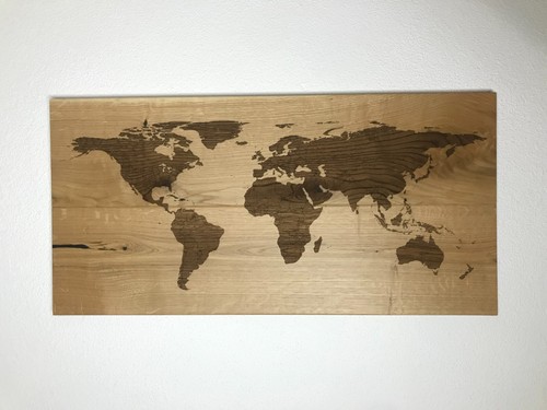 Weltkarte eiche holz wanddeko - eiche,