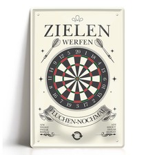 Blechschild 20x30cm Dart Wappen Emblem Zielen Werfen Klassisch Vintage Pub Deko