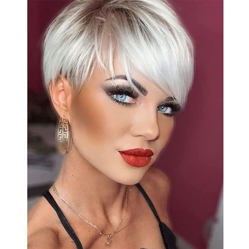 Kurze perücke platinblond - kurze,