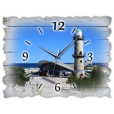 BM Holz Wanduhr leise lautlos Funkwanduhr gross Shabby Vintage 10155-H2-funk