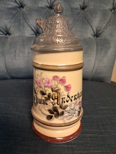 Alter bierkrug mit zinndeckel - alter,