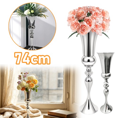 Bodenvase groß 74cm silber - 74cm,
