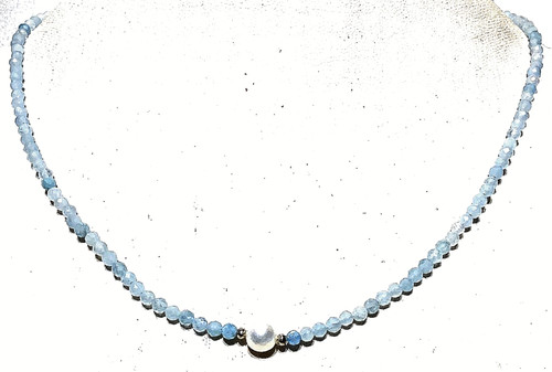 Aquamarin edelsteinhalskette - aquamarin,