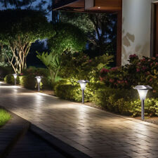 4x LED Solar Luxus Außen Steck Erdspieß Lampen Edelstahl Balkon Garten Leuchten
