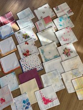 38 x Vintage Stoff Damen Taschentücher Blumen - Baumwolle - XXL Konvolut - TOP!