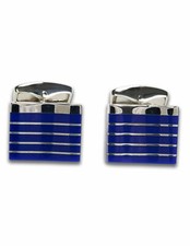 Tateossian Silver Stripe Rectangle Lapis Manschettenknöpfe