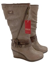 Mustang Stiefel Damen Gr. 37 Braun Casual Keilabsatz Reißverschluss