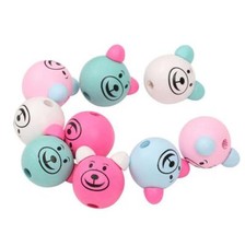 10 Stck. Holz 3D Bär Kugel