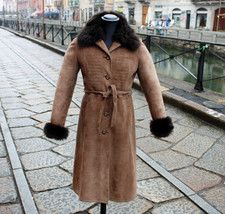 Damen braun ledermantel