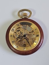 Mechanische Holzrahmen Skelett Taschenuhr Pocket Watch Abl-3-4