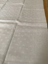 Alte Leinen Damast Tischdecke XL Tafeltuch 320 x  125 cm