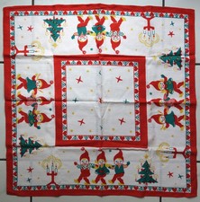 Schöne alte Weihnachtstischdecke ca. 59 x 59 cm. Weihnachtsbaumdecke, 60iger J.