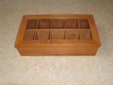 Holz Teebox 10 Fächer mit Sichtfenster  Teebeutelbox Teekiste Teekasten