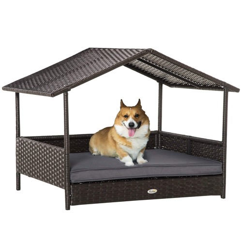 Pawhut rattan hundehütte - rattan,