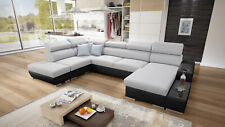 Modernes Wohnzimmersofa U Form Couch PERS VI Stoff Kunstleder TOP Qualität