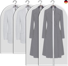 4 Stück Kleidersack Anzug Lange, 60 x 120/100cm Transparent Anzugtasche 