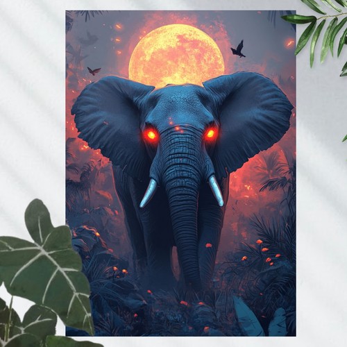 Elefant mit leuchtenden - leuchtenden, augen
