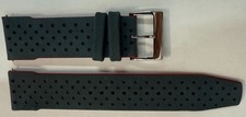 22 mm Union Glashütte/SA Echt Leder Uhrenarmband schwarz-rot Schließe ohne Logo