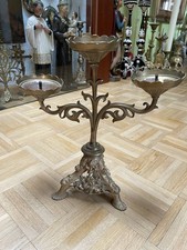 Schöner alter Kirchen Leuchter Bronze Kerzenleuchter Altar Kerzenständer 3-armig