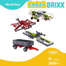 Mould King 17021 Traktor Anhänger Schwader Mähwerk Egge Zubehör Klemmbausteine